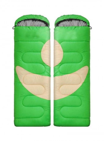 2-Piece Adult Outdoor Camping Sleeping Bag with Hood 73 x 210cm