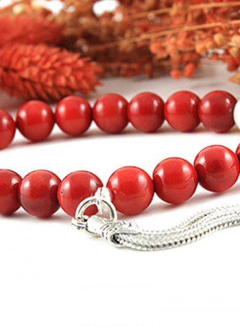 Coral & Pearl Bracelet With Sterling Silver Components