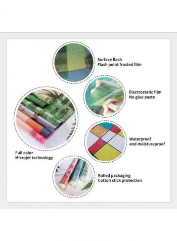 2-Piece Waterproof Electrostatic Non-Glue Flash Point Frosted Glass Sticker Set Multicolour 60x90cm