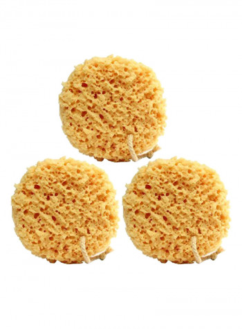 3-Piece Exfoliating Foam Sea Sponge Set Beige 5inch