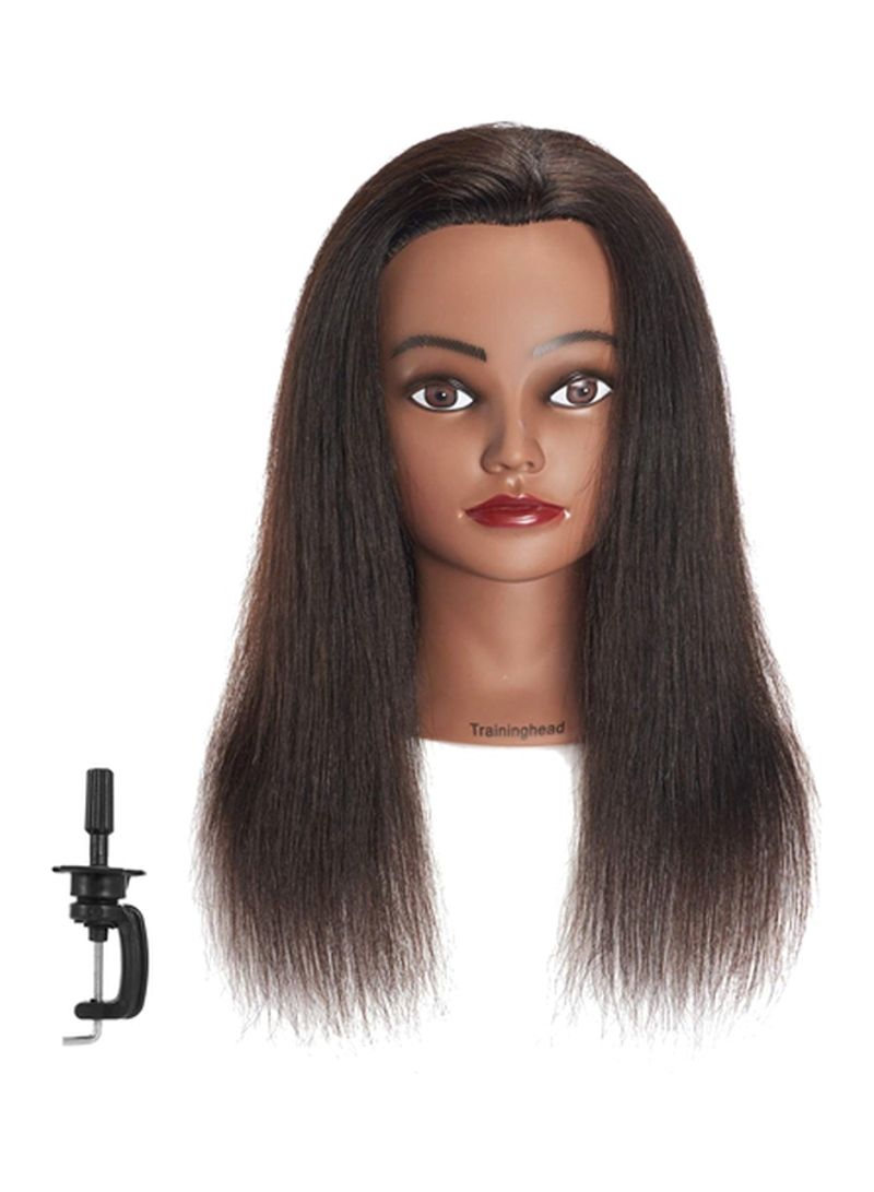Human Hair Extension Mannequin Head With Clamp Stand Dark Brown/Black/Silver