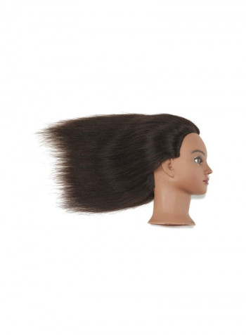 Human Hair Extension Mannequin Head With Clamp Stand Dark Brown/Black/Silver