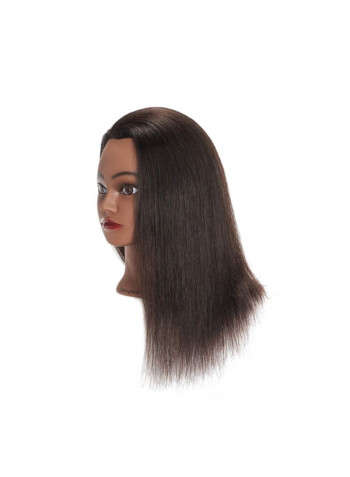 Human Hair Extension Mannequin Head With Clamp Stand Dark Brown/Black/Silver