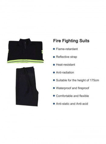 2-Piece Fire Resistant Suit Black/Green 180centimeter