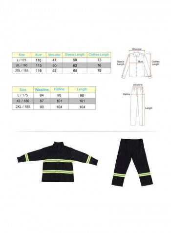 2-Piece Fire Resistant Suit Black/Green 180centimeter