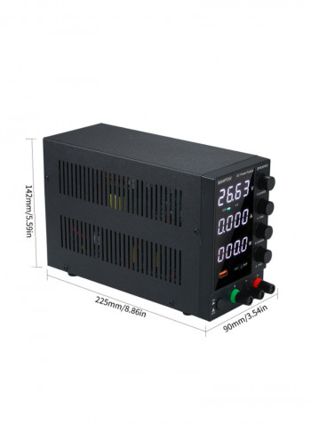 4-Digit Display LED High Precision Adjustable Mini Power Supply Black 30centimeter
