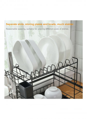 3-Tier Dish Drying Rack With Removable Drain Board Black 38.00 x 19.50 x 34.50cm