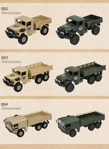 Q64 1:16 Scale 2.4G 6WD Off-Road Military Truck With Head Light 45cm