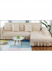 Anti-Slip European Style Sofa Slipcover Beige/White