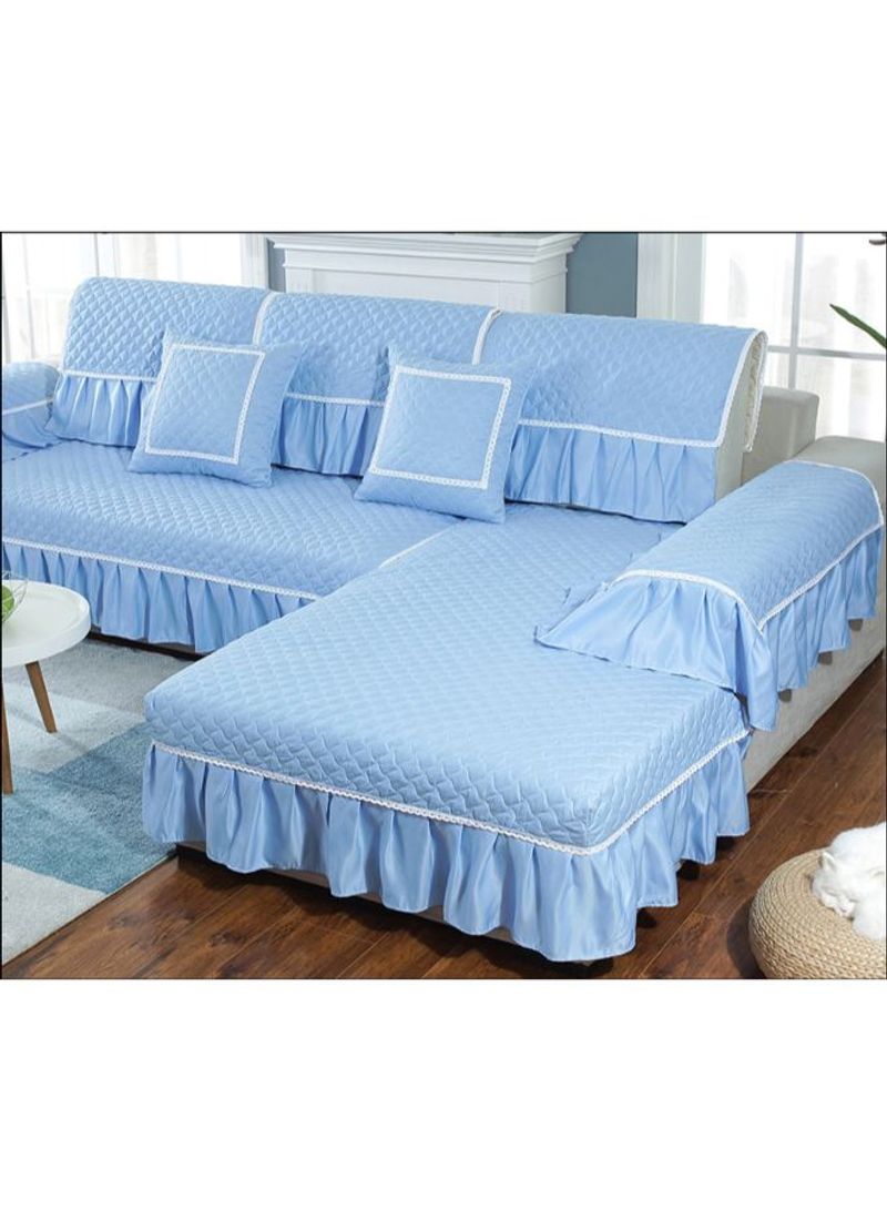 Anti-Slip European Style Sofa Slipcover Blue/White