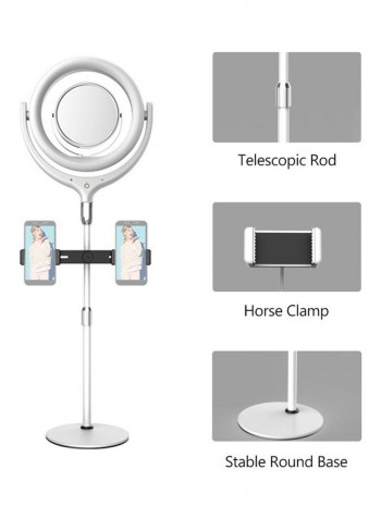 LED Fill Ring Light Kit Set for Photography with Mirror White