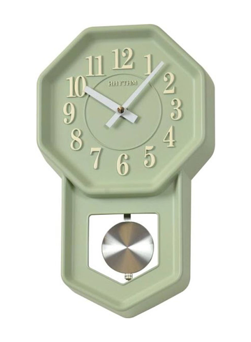 Pendulum Pattern Decorative Wall Clock Green/Silver 18 x 29.5centimeter