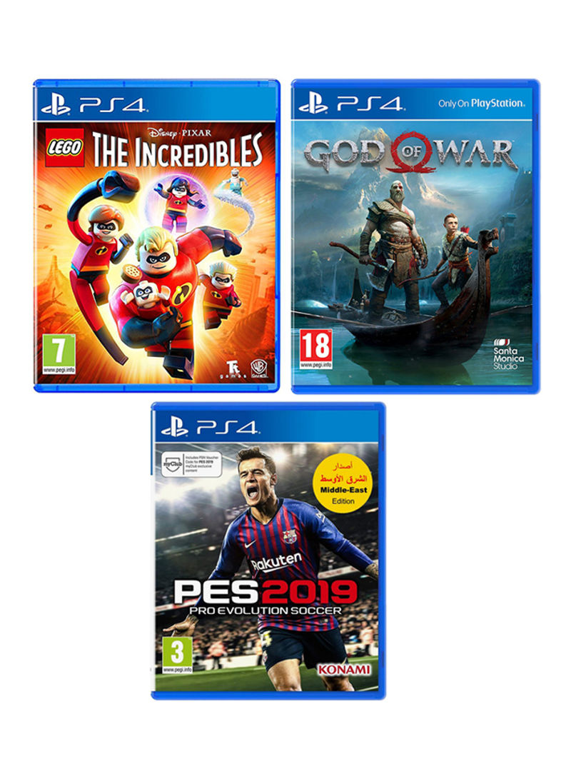 LEGO The Incredibles + PES 2019 + God Of War - Adventure - PlayStation 4 (PS4)