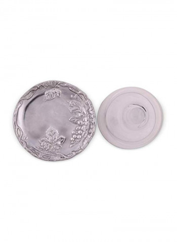 Grape Footed Plate With Glass Dome Silver/Clear 7inch