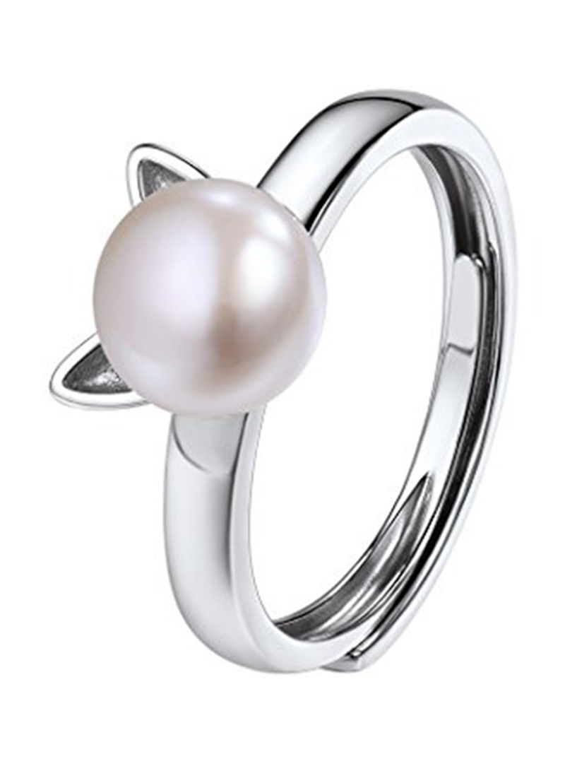 925 Sterling Silver Pearl Adjustable Ring