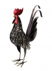 Metal Rooster Sculpture Red/Black/Gold 46.2x15.7x51.2centimeter