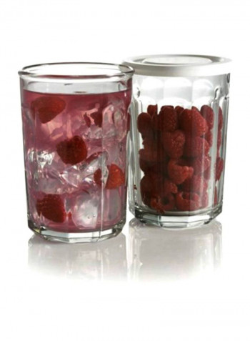 4-Piece Glass With Lid Clear/White
