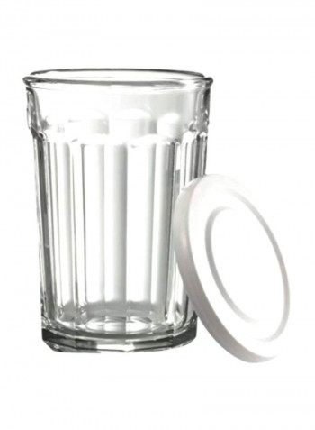 4-Piece Glass With Lid Clear/White