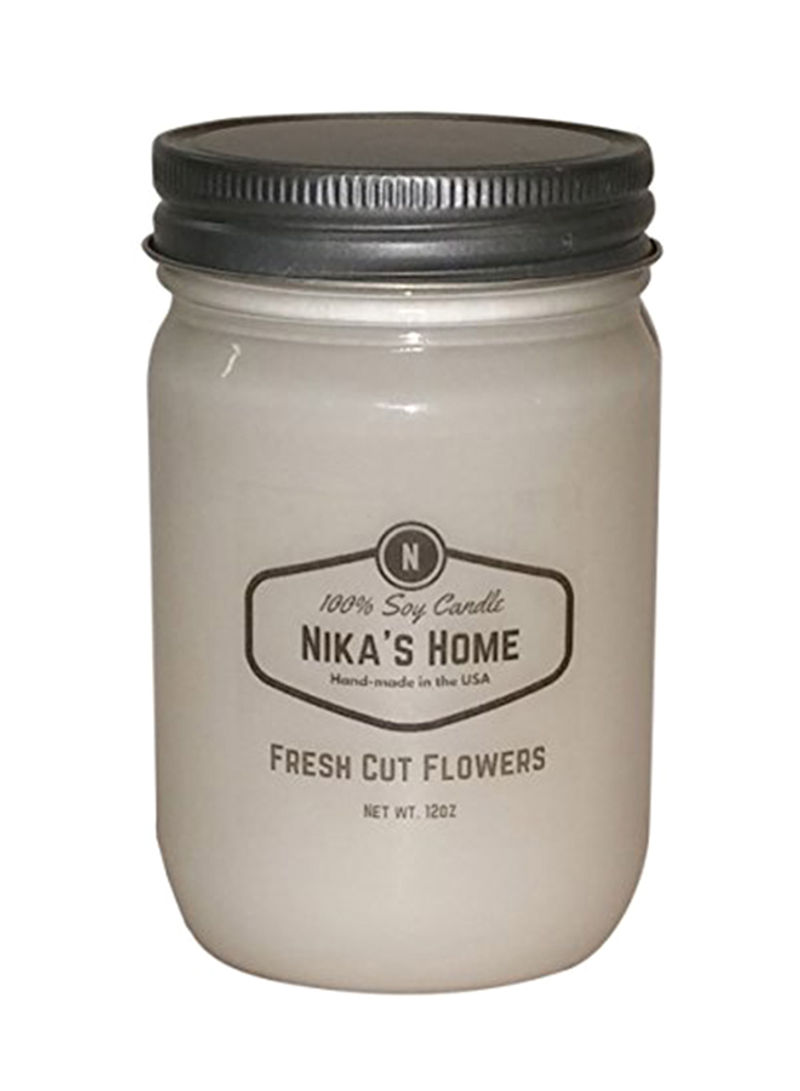 Nika's Home Fresh Cut Flowers Soy Candle - 12oz Mason Jar Multicolour 6.4X4.7X4.4inch