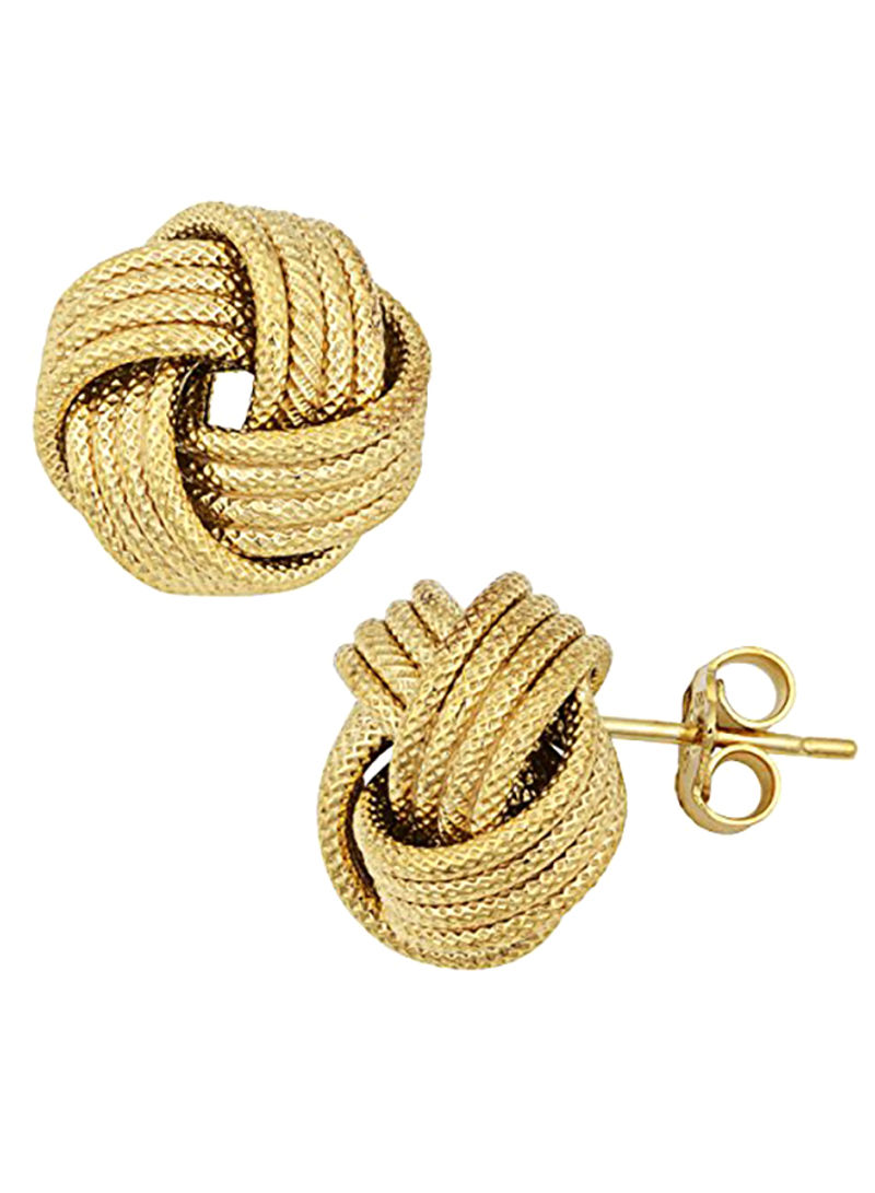 Gold Plated Sterling Silver Textured Love Knot Stud Earrings