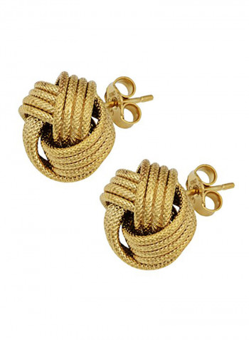 Gold Plated Sterling Silver Textured Love Knot Stud Earrings