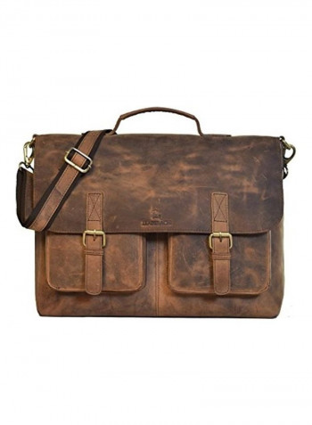 Leather Laptop Briefcase Bag Brown