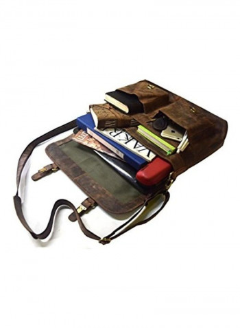 Leather Laptop Briefcase Bag Brown