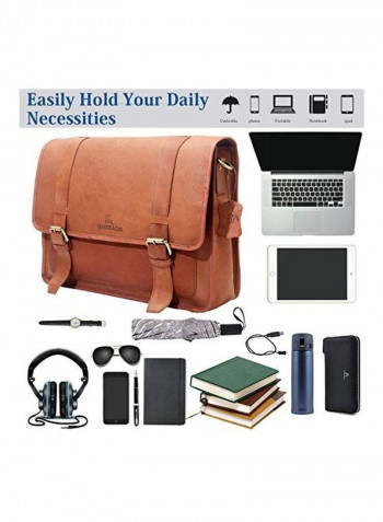 Vintage Pure Messenger Bag With 15.6-inch Laptop Compartment Brown