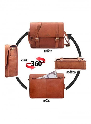 Vintage Pure Messenger Bag With 15.6-inch Laptop Compartment Brown