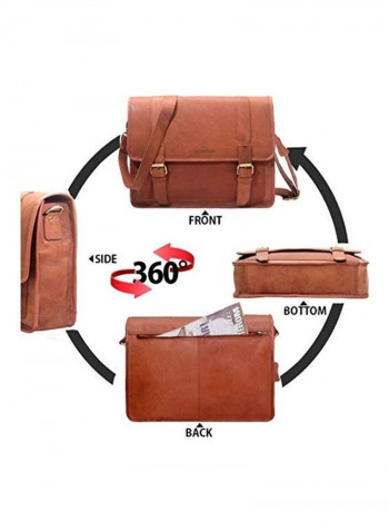 Vintage Pure Handmade Tan With Laptop Bag Brown