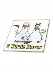 Two Turtle Doves Printed Coaster White/Yellow/Green