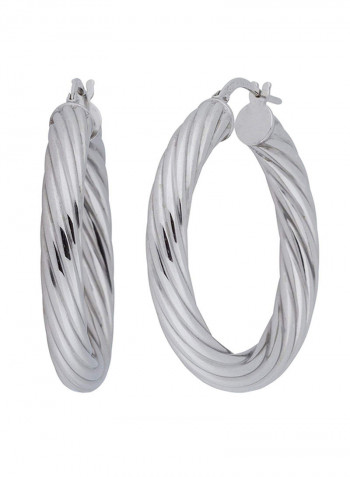 925 Sterling Silver Large Twisted Round Hoop Earrings