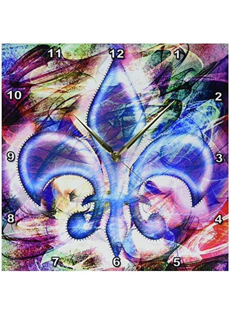 DPP 104701 2 Fleur De Lis Abstract Art Wall Clock Multicolour 13x13inch