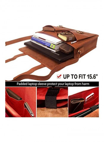 Cross Over Shoulder Office Briefcase Bag Brown