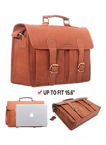 Cross Over Shoulder Office Briefcase Bag Brown