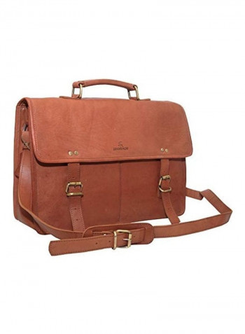 Genuine Vintage Pure Handmade Tan Over Shoulder Office Messenger Bag Brown