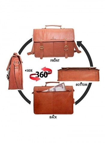 Genuine Vintage Pure Handmade Tan Over Shoulder Office Messenger Bag Brown