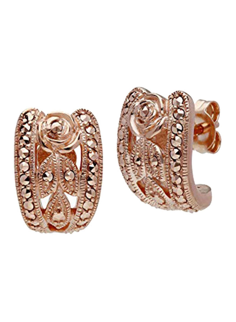 Rose Gold Plated 925 Sterling Silver Flora Stud Earrings