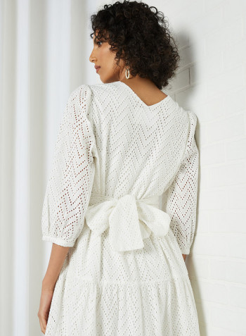Belted Schiffli Dress Snow White