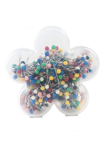 360-Piece Color Ball Head Pin Set In Flower Box Silver/Yellow/Blue