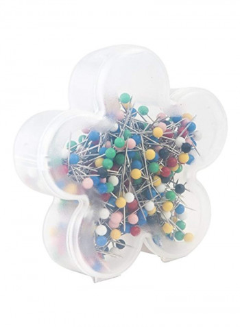 360-Piece Color Ball Head Pin Set In Flower Box Silver/Yellow/Blue