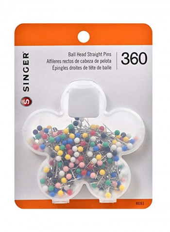 360-Piece Color Ball Head Pin Set In Flower Box Silver/Yellow/Blue