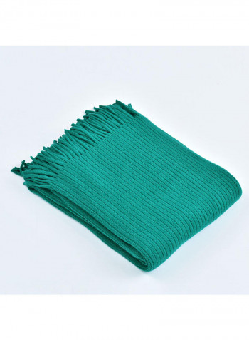 Modern Tassel Design Throw Blanket Polyester Green 125x200centimeter