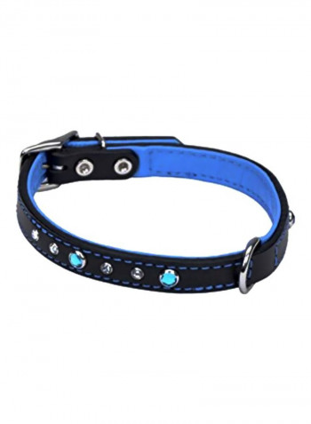 Circle T Leather Round Dog Collar Blue/Black/Silver