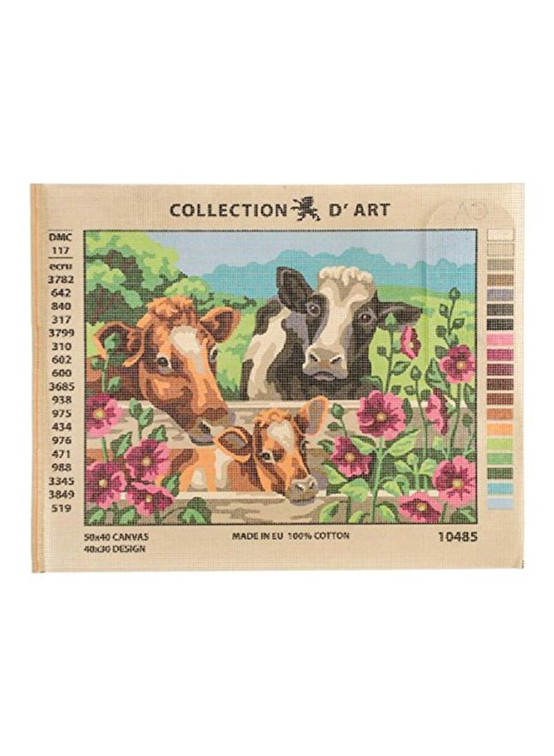 Collection D'Art Needlepoint Printed Tapestry Canvas,16x19.5x0.2 Inch Pink/Green/Brown