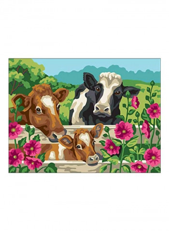 Collection D'Art Needlepoint Printed Tapestry Canvas,16x19.5x0.2 Inch Pink/Green/Brown
