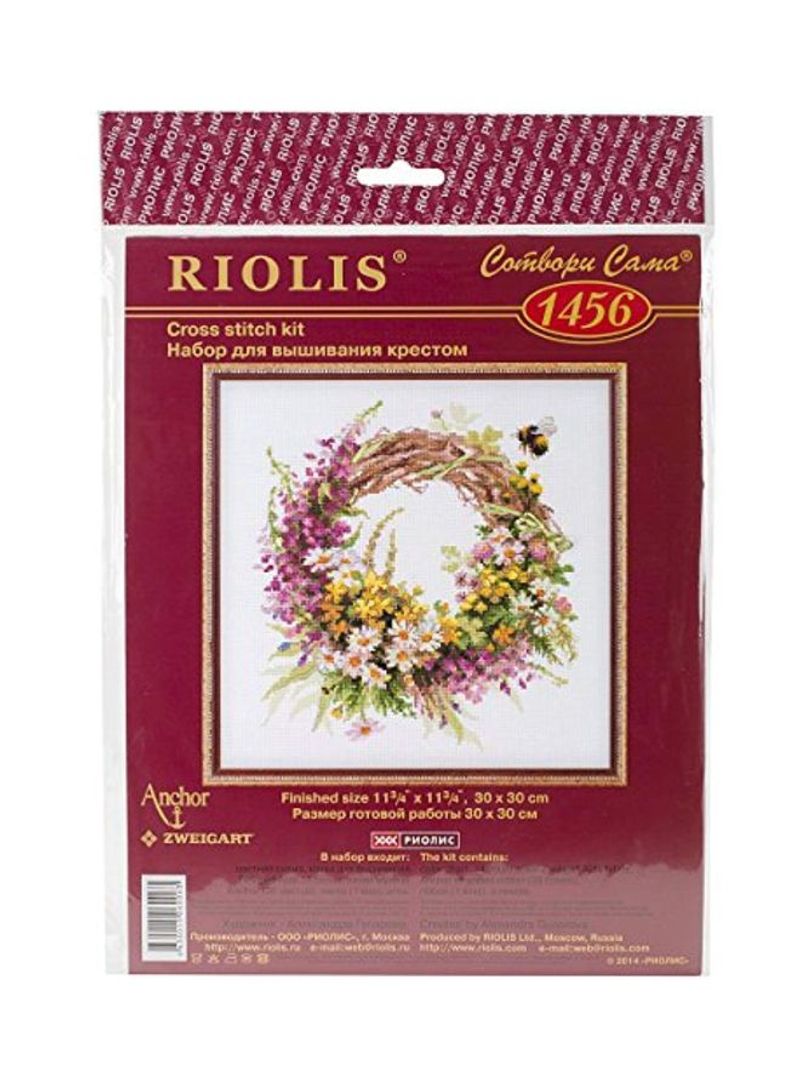 Wreath With Fireweed Counted Cross Stitch Kit White/Yellow/Green