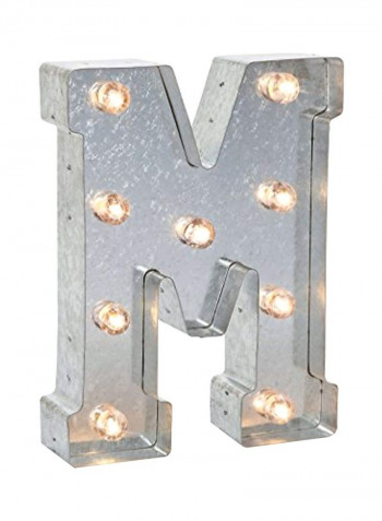 Metal Marquee Letter M Sign Light Silver