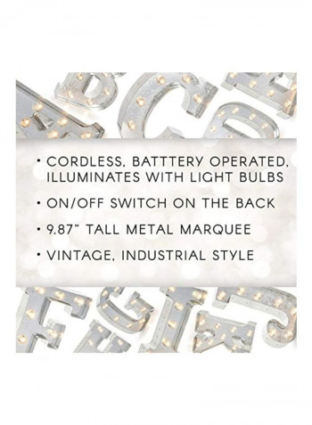 Metal Marquee Letter M Sign Light Silver