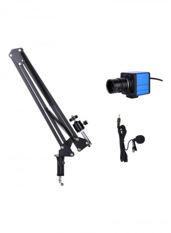 1080P HD Webcam With Microphone And Holder 50x50millimeter Blue/Black
